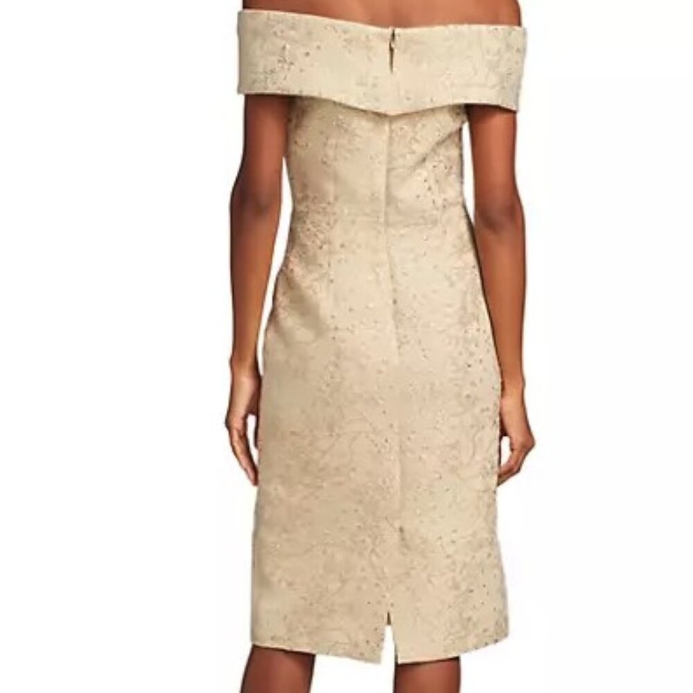 Metallic Jacquard Off-The-Shoulder Dress\ - Picture 3 of 3